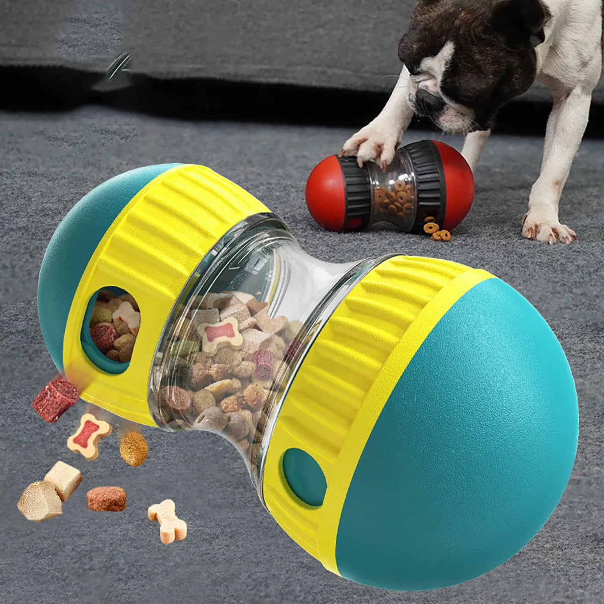 Interactive Dog Ball Toy with Elliptical Track and Food Dispensing Features