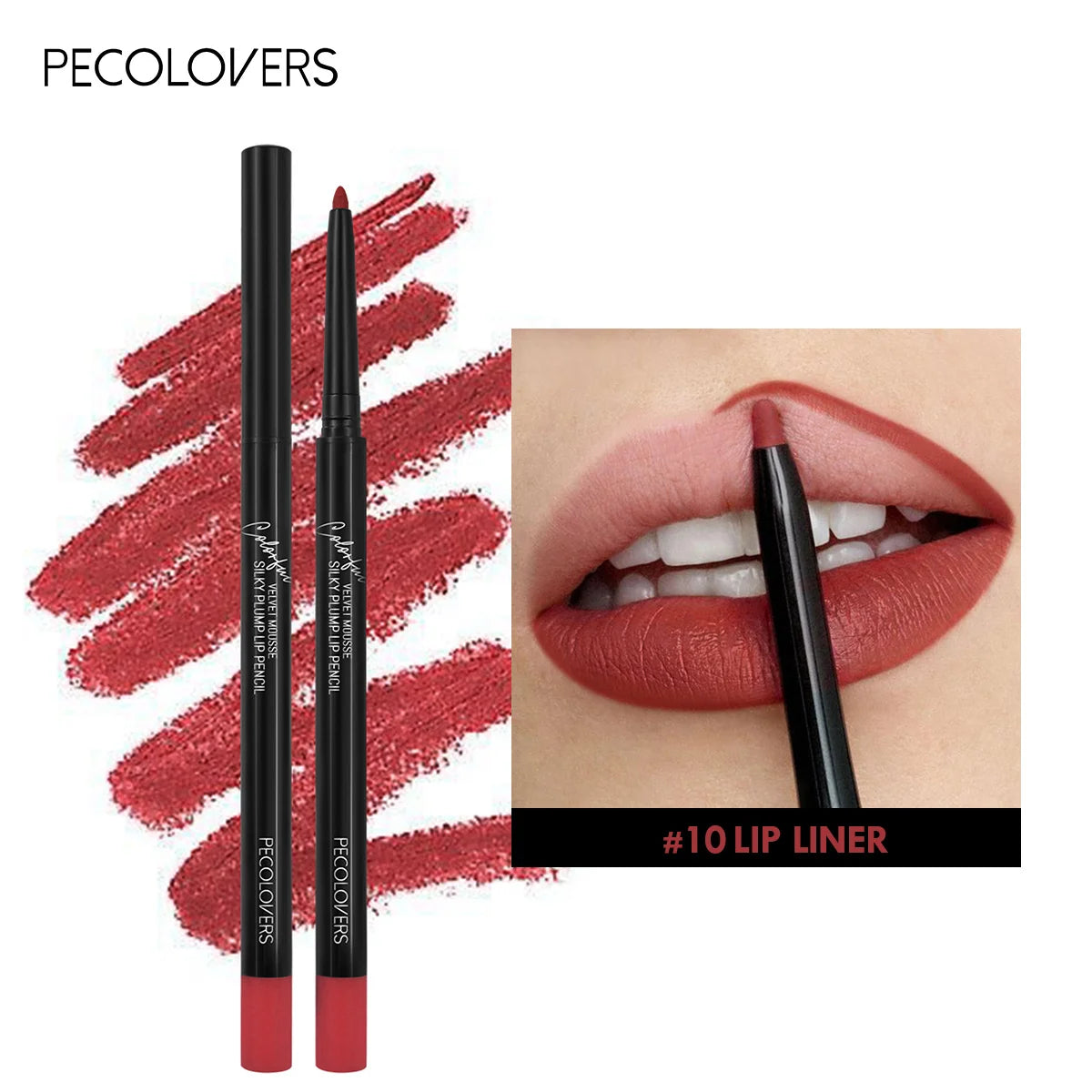 Waterproof Matte Lip Liner Pencil - Long-Lasting Non-Stick Moisturizing Lip Contour in 12 Colors