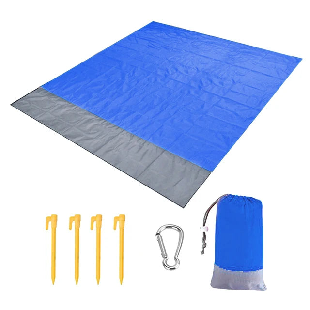 2x2.1m Waterproof Beach Blanket | Portable Sand-Free Picnic Mat with Anchors