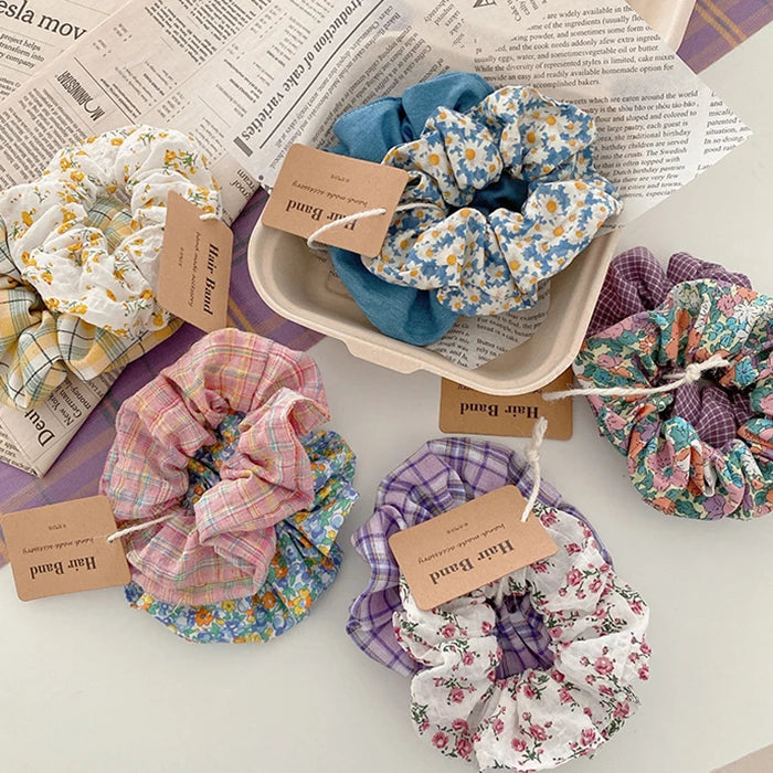 10-Piece Small Fresh Crushed Lattice Hair Bands - Fashion Cloth Hair Ties with Cute Mori Girl Style
