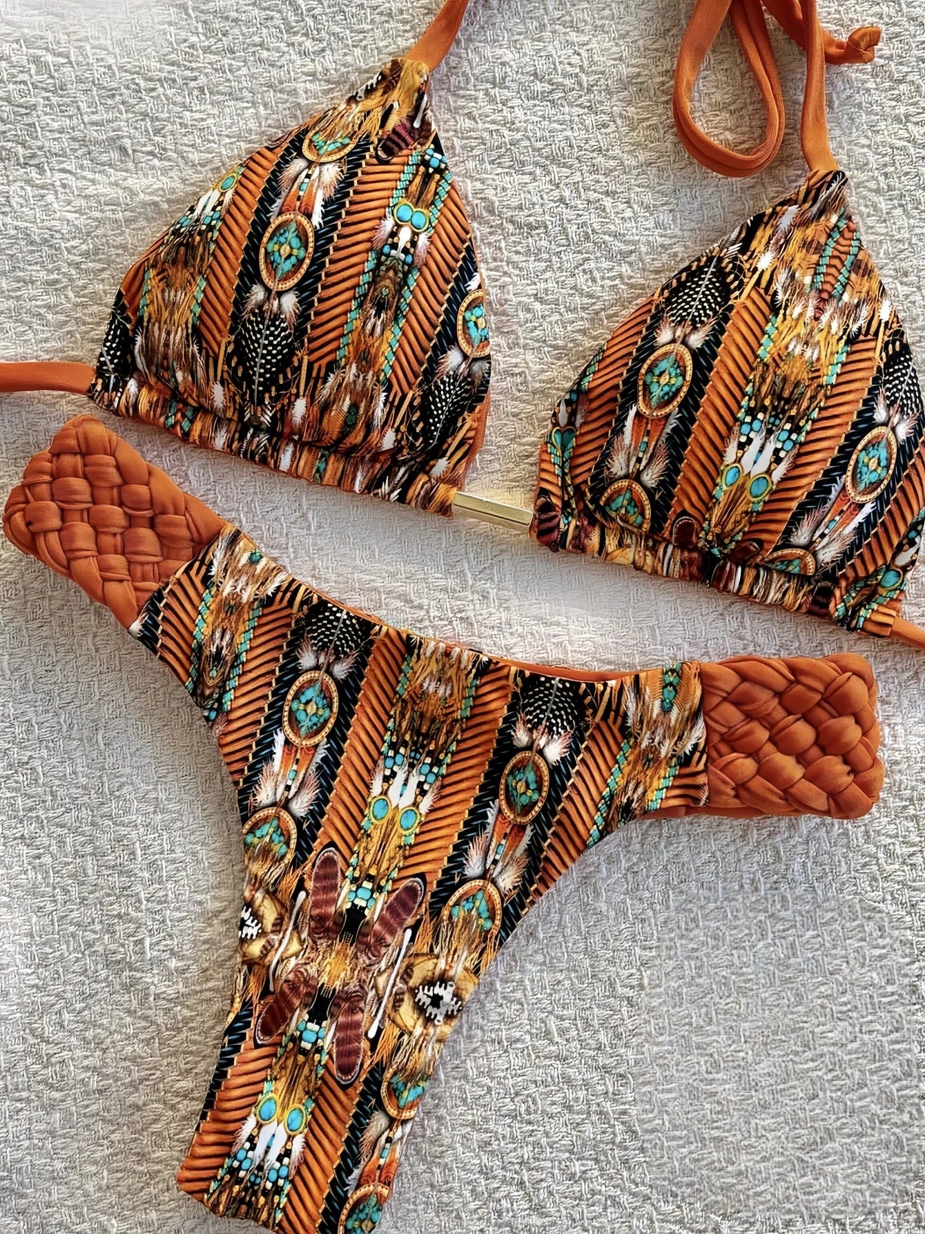 Print Halter Mini High Cut Bikini Women Two-Piece Swimwear Set