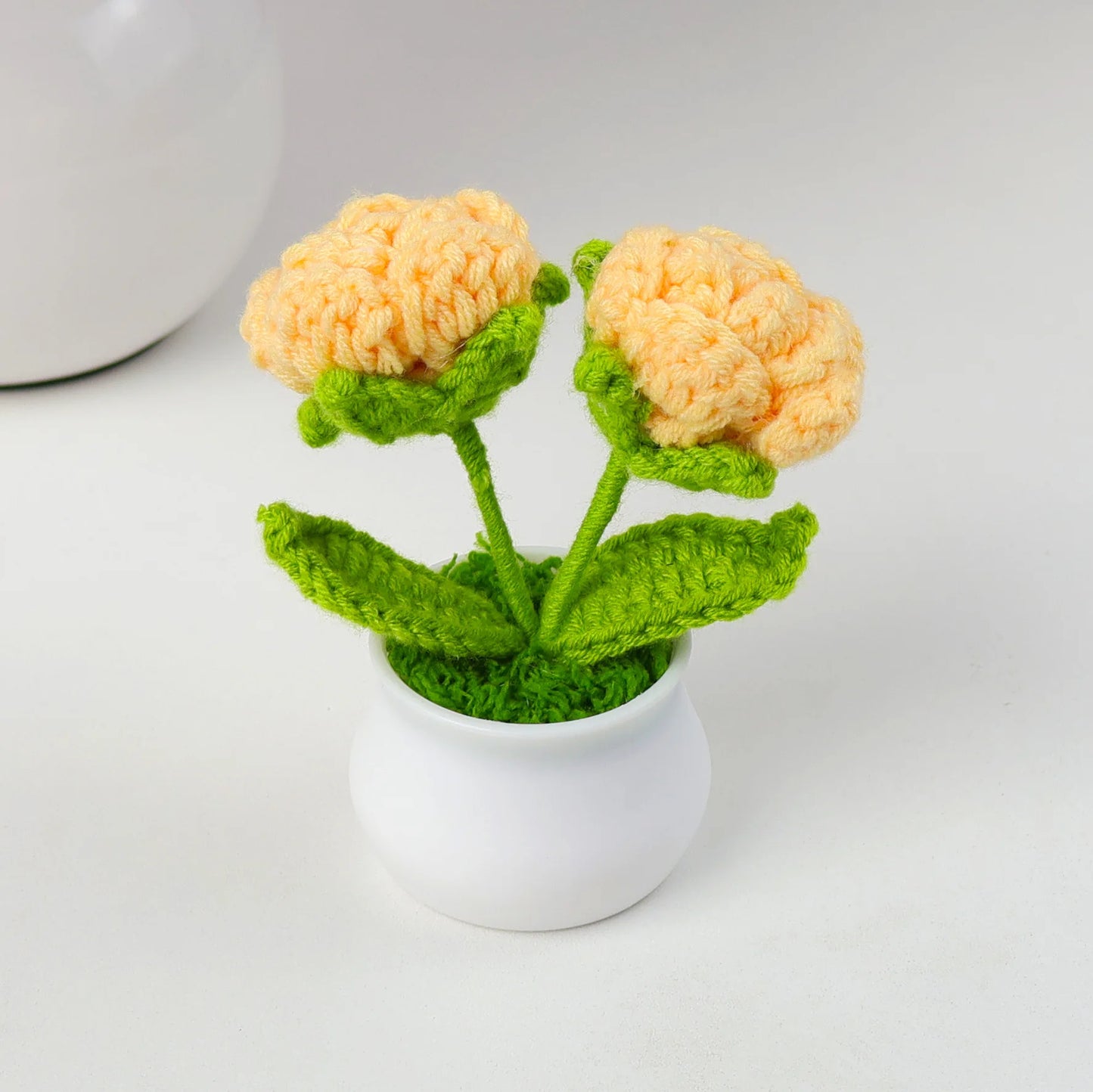 Decorative Knitted Rose Pot | Artificial Flowers for Home & Celebration Decor