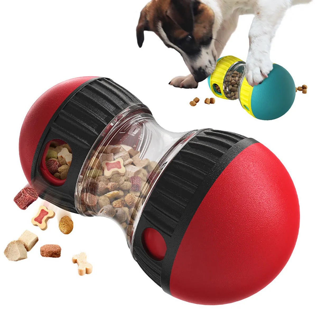 Interactive Dog Ball Toy with Elliptical Track and Food Dispensing Features