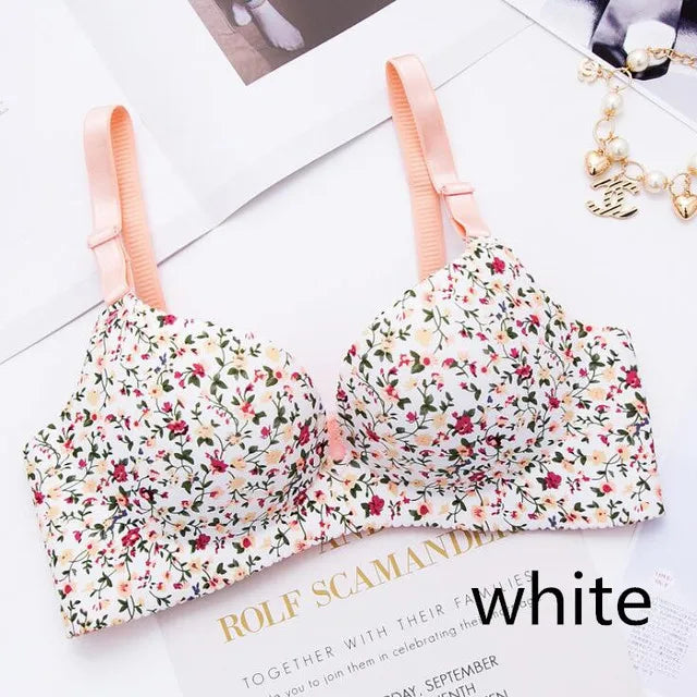 Women's Floral Seamless Push-Up Bra - Wire-Free Nursing Bra with Adjustable Straps | Comfortable Lingerie