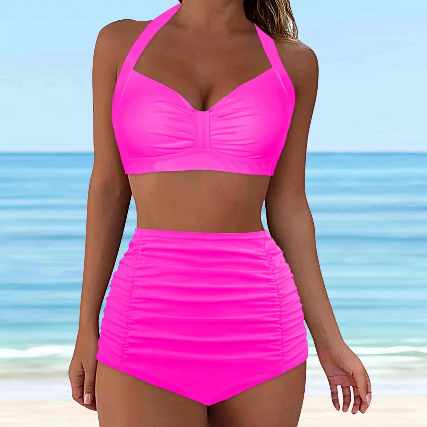 High Waisted Push-Up Tankini Set - Vintage Two-Piece Swimsuit with Underwire Support
