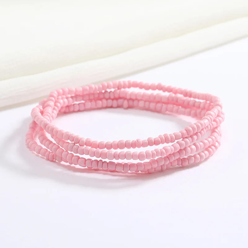 Women's Hand Beaded Glass Body Chain - Elastic Waist Belly Chain Jewelry