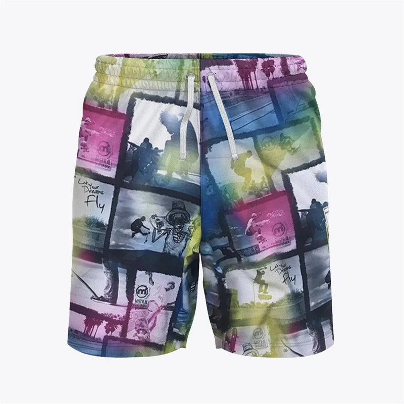Men's 3D Print Bermuda Board Shorts - Quick Dry Swim Trunks for Beach & Surfing