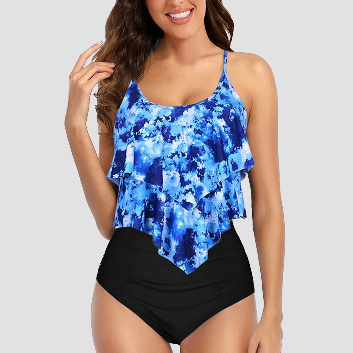 Ladies Vintage Swimsuits - Ruffle Ruched Split Design