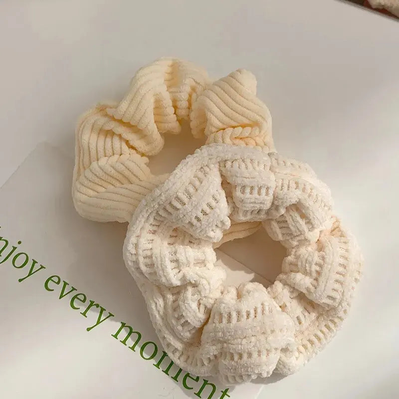 7 Piece Women's Plush Hair Scrunchies Set - Solid Color Cotton Blend Ponytail Holders & Hair Ties