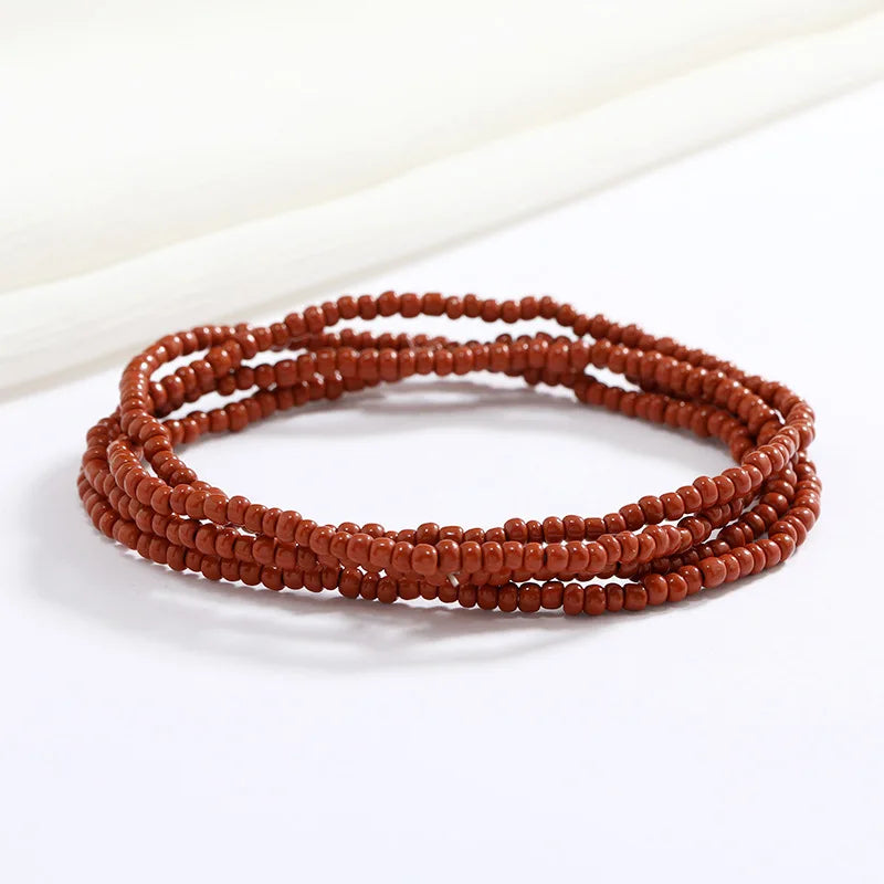Women's Hand Beaded Glass Body Chain - Elastic Waist Belly Chain Jewelry