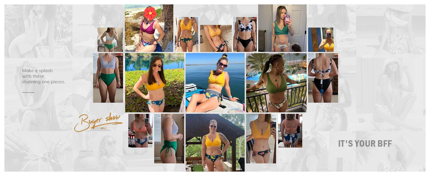 Women's Front Cross Lace Up Bandeau Bikini Set Two Piece Swimsuit