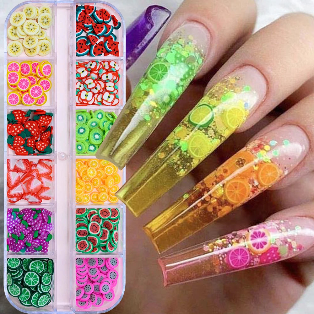 12-Grid Ocean Gold Nail Art Charms Set - Shell, Seahorse & Starfish with White Pearl Gems & Metal Studs
