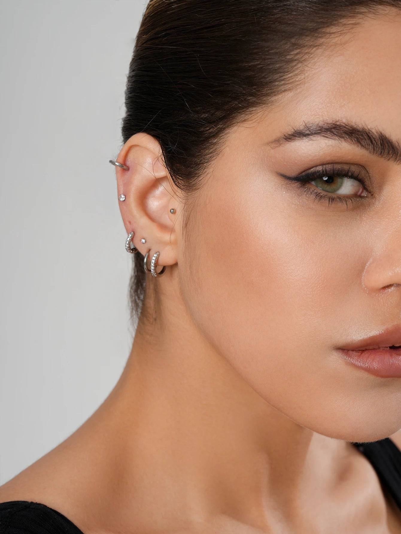10 Pairs Tiny Gold Hoop Earrings Set - 18K Gold Plated Stainless Steel Studs for Multiple Piercings