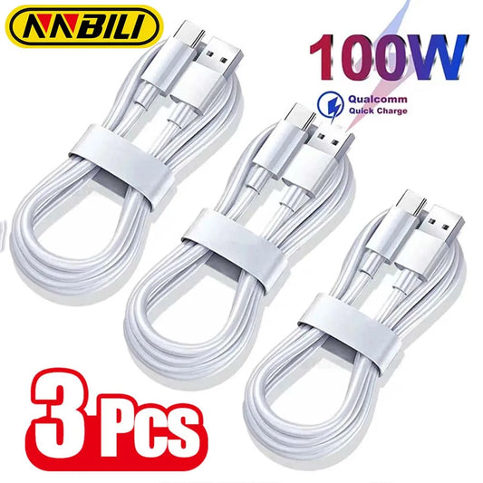 100W USB-C Fast Charging Cable - 10A Super Fast Charger for Huawei, OPPO, Vivo, iQOO | USB-A to Type-C Data Cable
