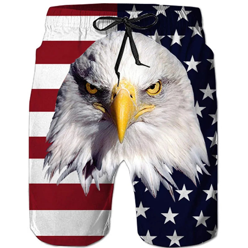 Men's 3D Print Bermuda Board Shorts - Quick Dry Swim Trunks for Beach & Surfing