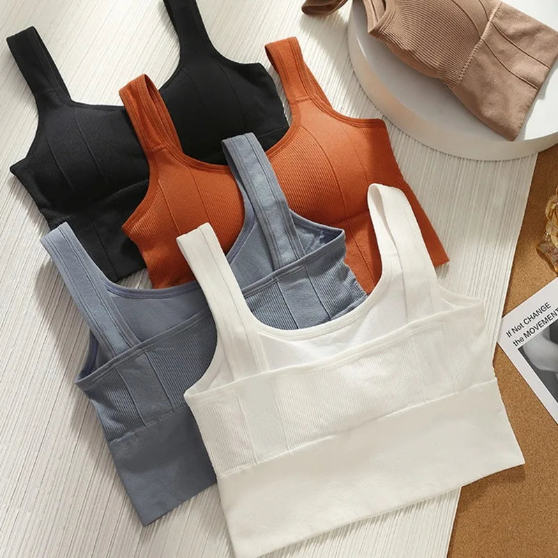 Women's Breathable Sports Bra - Seamless Yoga Fitness Top with Push Up Support