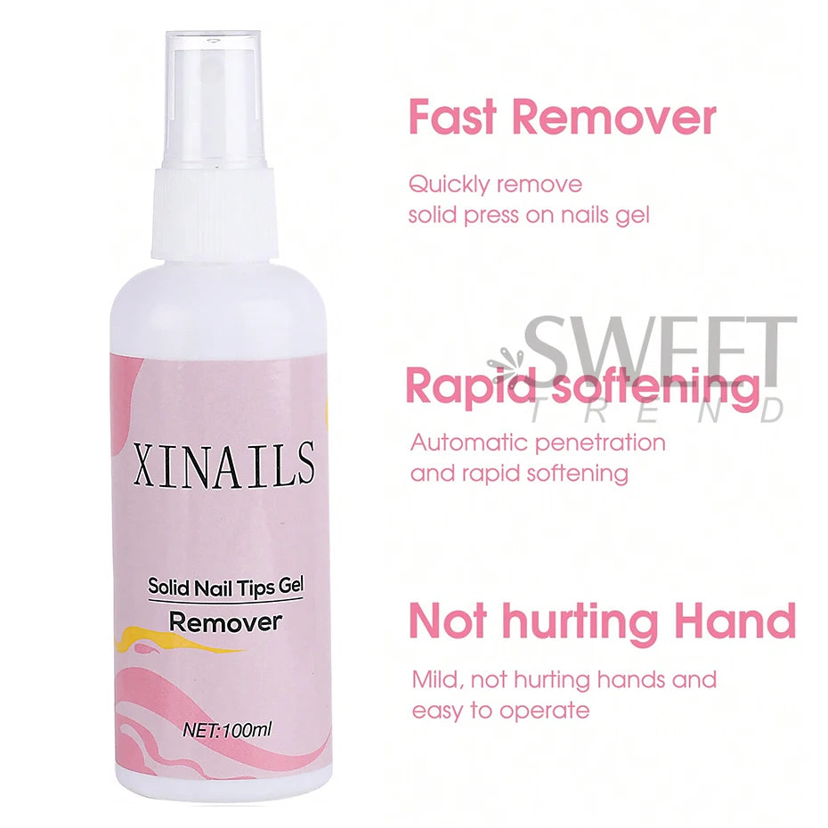 100ml False Nail Tips & Gel Remover - Easy Soften Liquid for Press-On Nails & Solid Adhesives