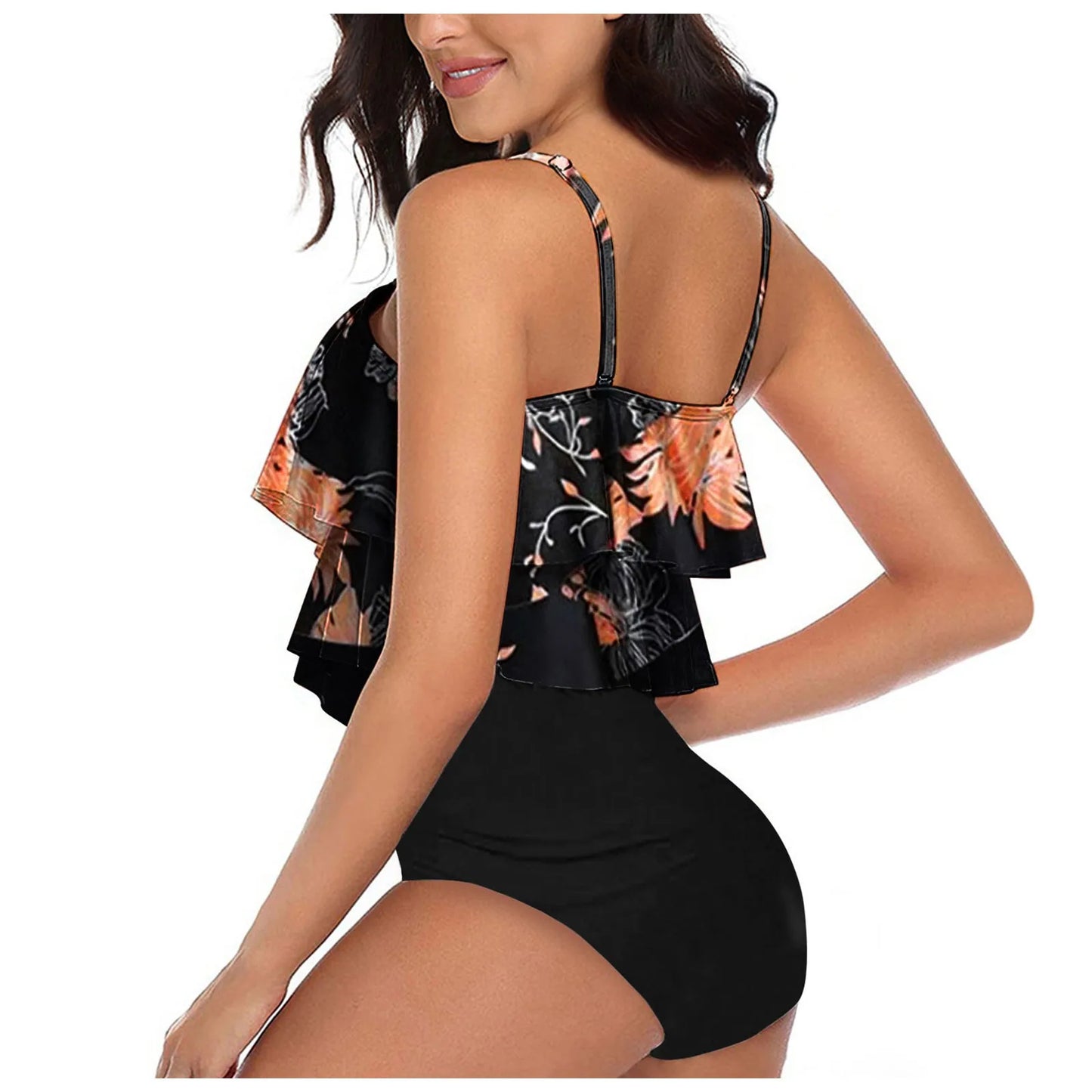 Ladies Vintage Swimsuits - Ruffle Ruched Split Design