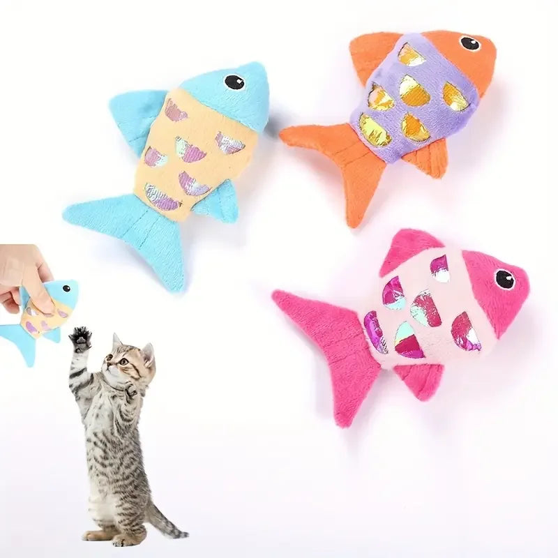 Colorful Fish Crinkle Plush Cat Toy