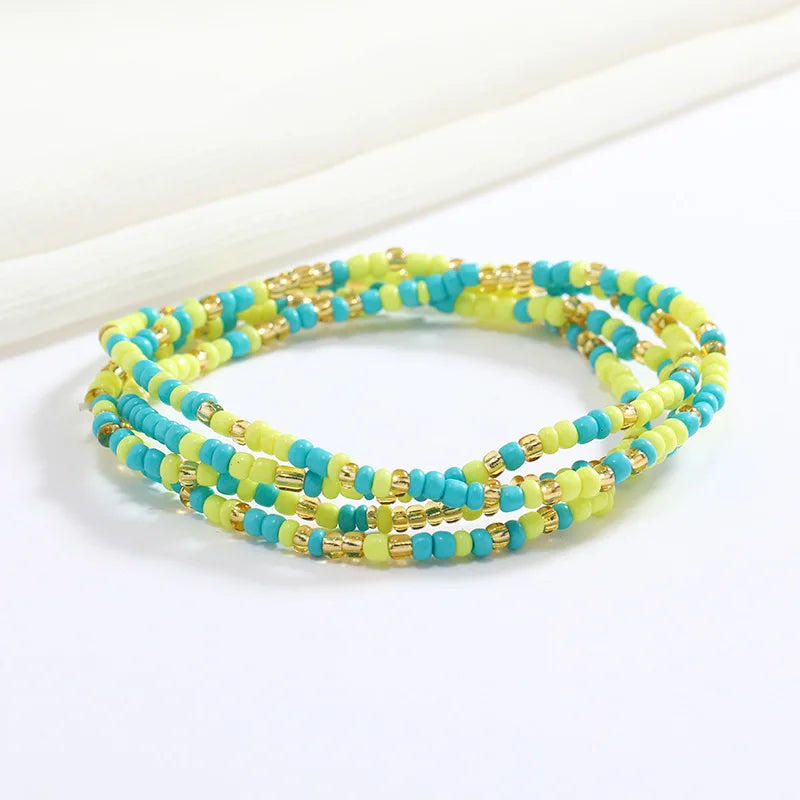 Women's Hand Beaded Glass Body Chain - Elastic Waist Belly Chain Jewelry