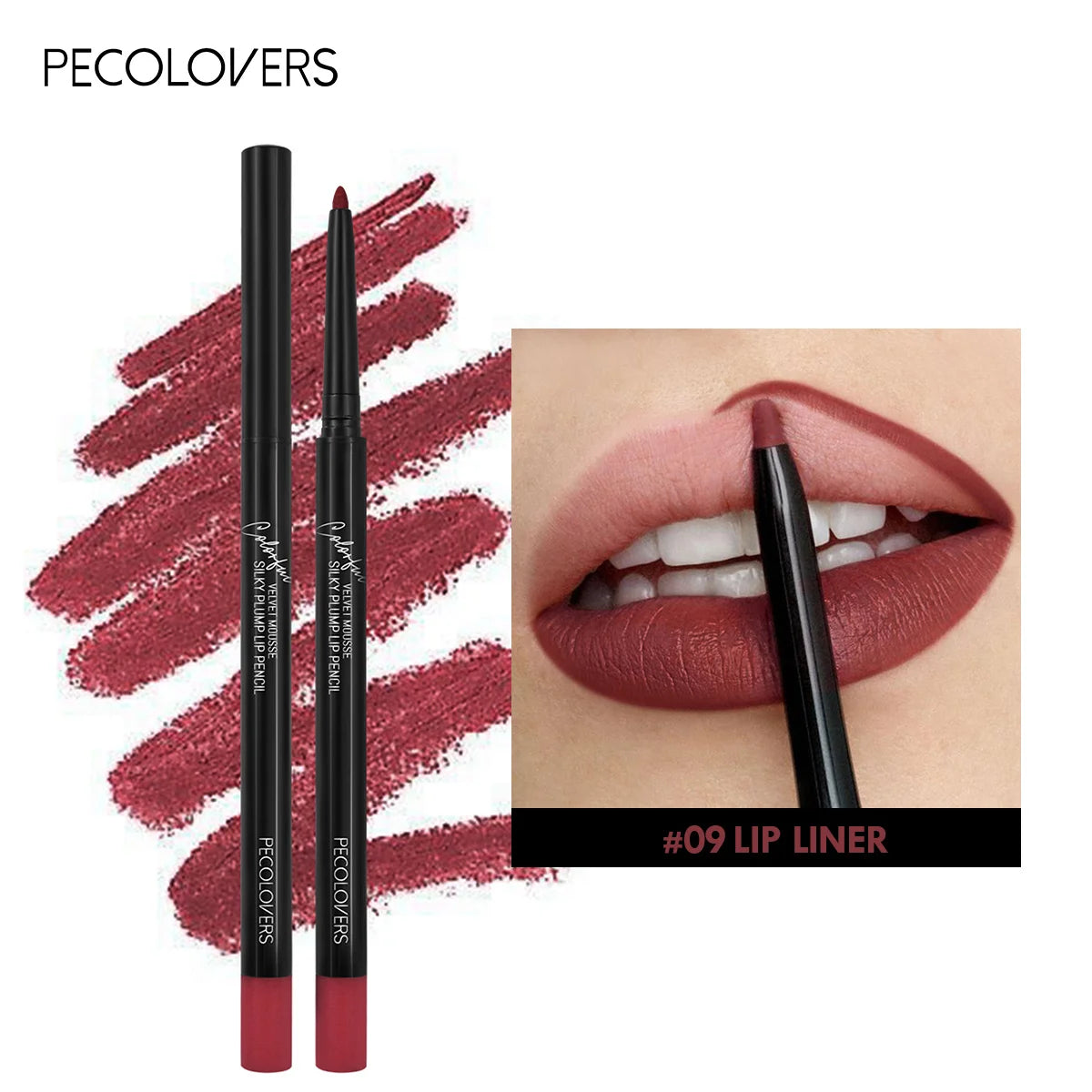 Waterproof Matte Lip Liner Pencil - Long-Lasting Non-Stick Moisturizing Lip Contour in 12 Colors