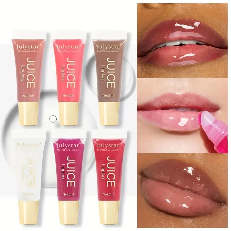 Julystar Crystal Clear Jelly Lip Oil - Moisturizing Glass Lip Gloss with Fruit Scent & Hydrating Formula