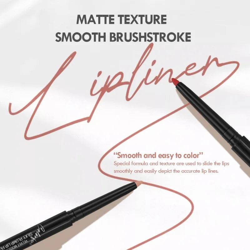 Waterproof Matte Lip Liner Pencil - Long-Lasting Non-Stick Moisturizing Lip Contour in 12 Colors