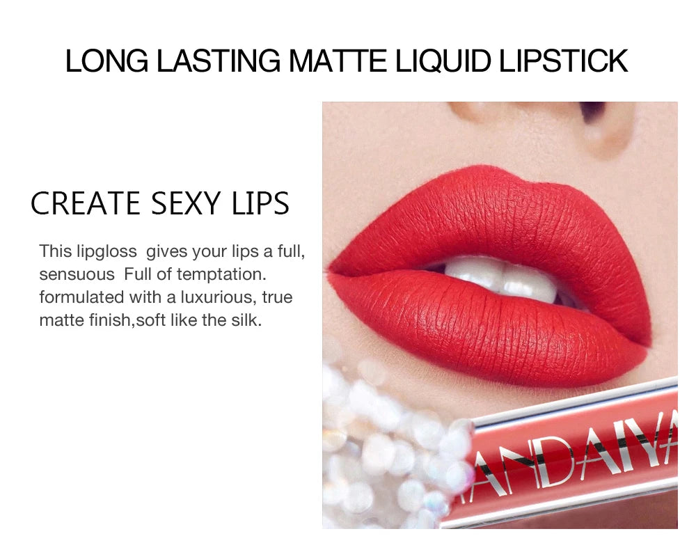 HANDAIYAN 6-Piece Non-Stick Liquid Lipstick Set - Long-Lasting Matte Finish Lip Gloss Gift Box Collectionple