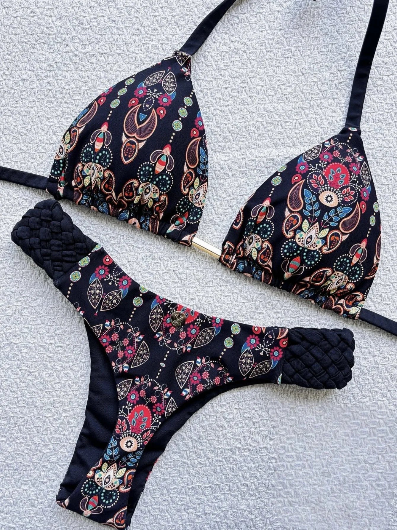 Print Halter Mini High Cut Bikini Women Two-Piece Swimwear Set