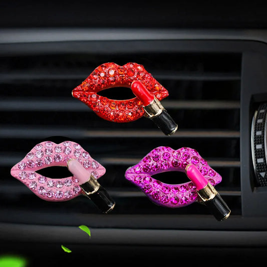 Diamond Red Lips Car Vent Clip | Lemon Scent Air Freshener for Auto Interior