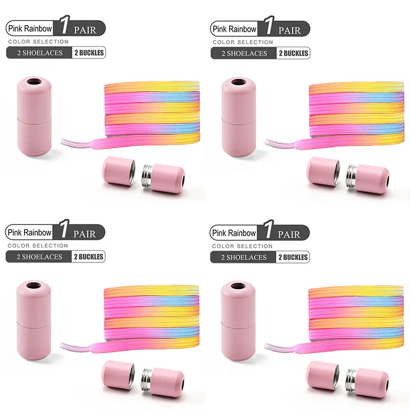 No Tie Elastic Shoe Laces with Colorful Buckle - Pearl Light Fashion Shoelaces