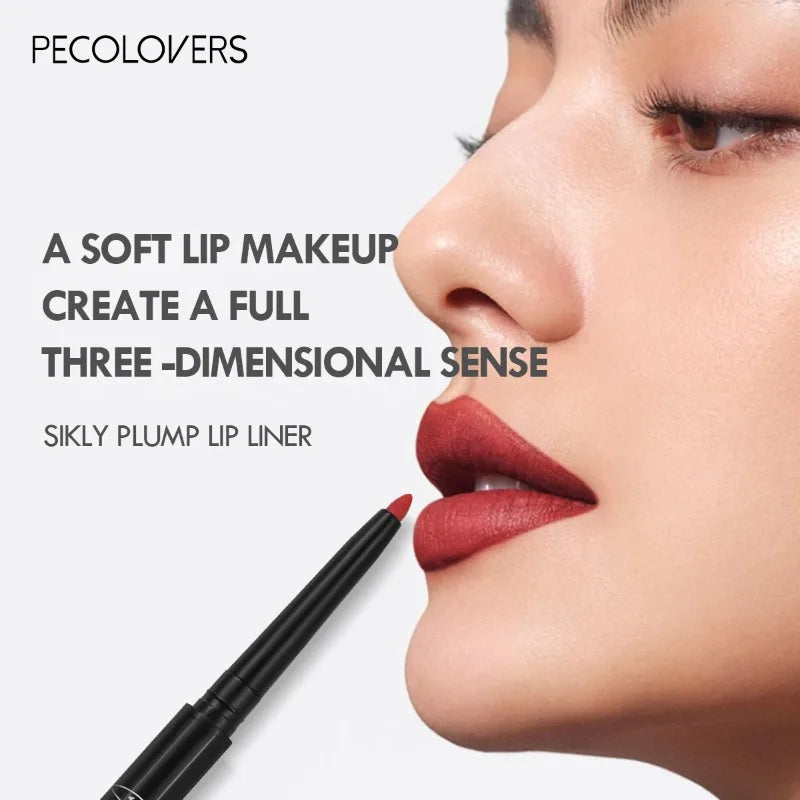 Waterproof Matte Lip Liner Pencil - Long-Lasting Non-Stick Moisturizing Lip Contour in 12 Colors