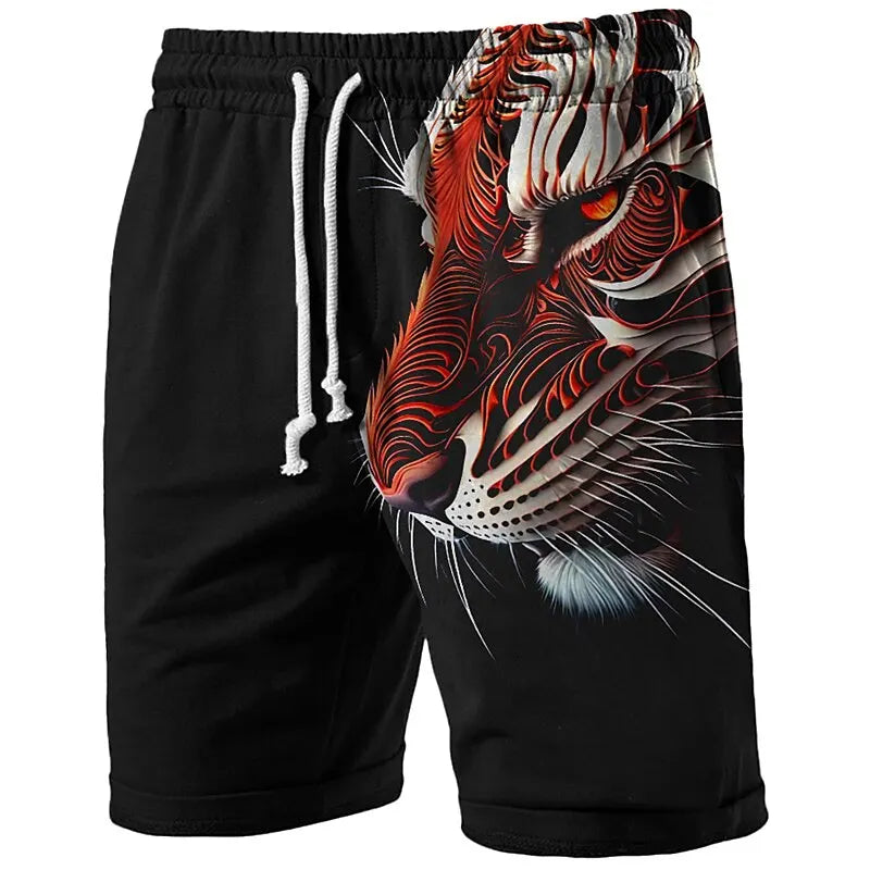 Men's Tiger Long Surf Shorts - Fashion Streetwear Swim Trunks