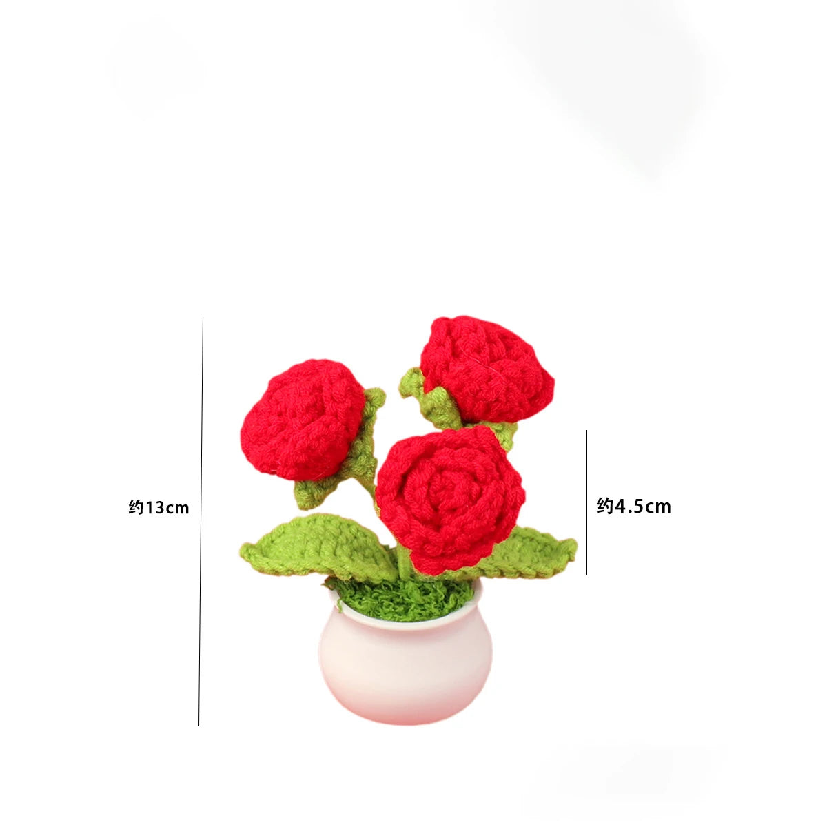 Decorative Knitted Rose Pot | Artificial Flowers for Home & Celebration Decor