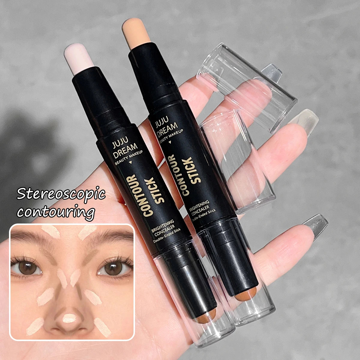Dream Double-Ended Contour & Highlight Stick - 3D Face Sculpting, Nose Contouring & Brightening Makeup"