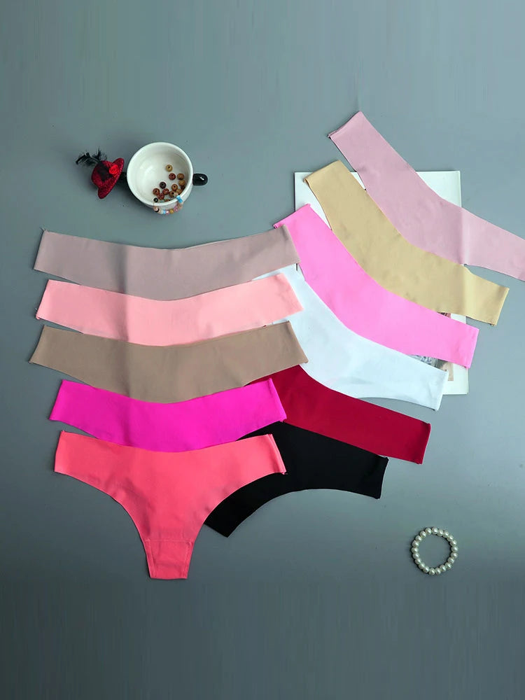 3-Pack Women's Seamless Ice Silk Panties - Low Waist V-Cut Briefs with Cotton Crotch | Quick-Dry Sports Underwear"