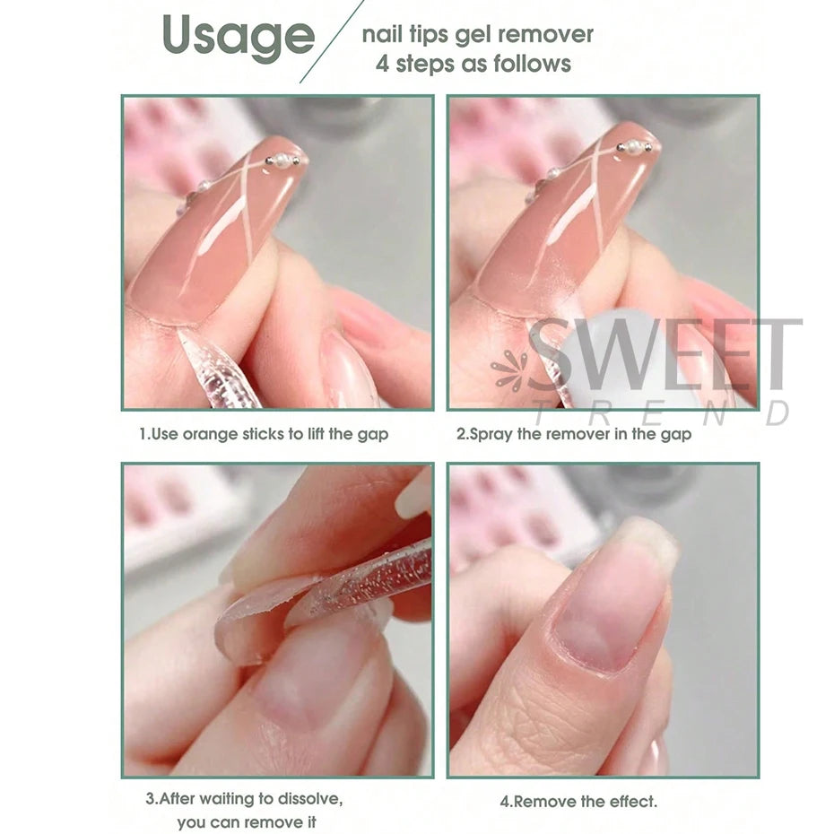100ml False Nail Tips & Gel Remover - Easy Soften Liquid for Press-On Nails & Solid Adhesives