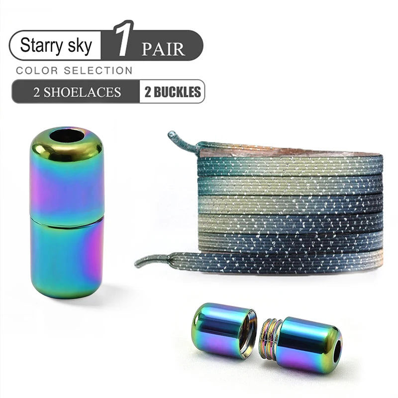 No Tie Elastic Shoe Laces with Colorful Buckle - Pearl Light Fashion Shoelaces