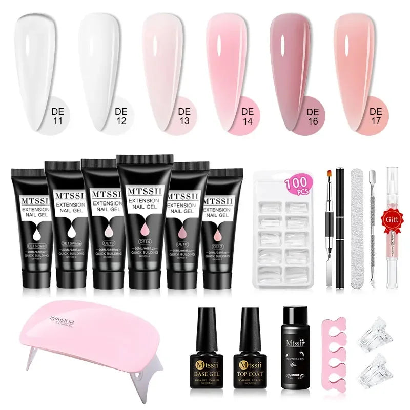 20ml Extension Nail Gel Kit - Quick Building UV/LED Gel Polish Set for Nail Art
