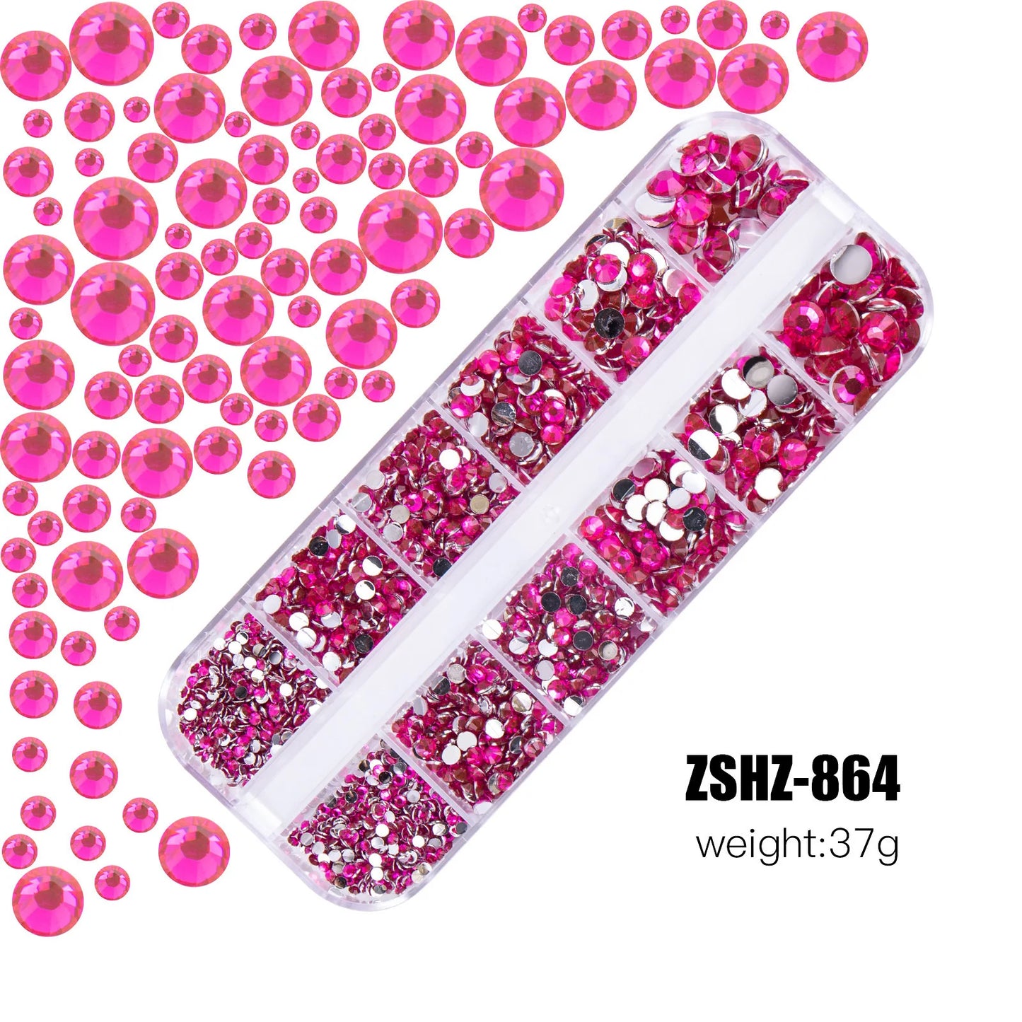 2400+ Shiny Clear Crystal Nail Rhinestones - Mixed Size Glass Flatback Gems Kit