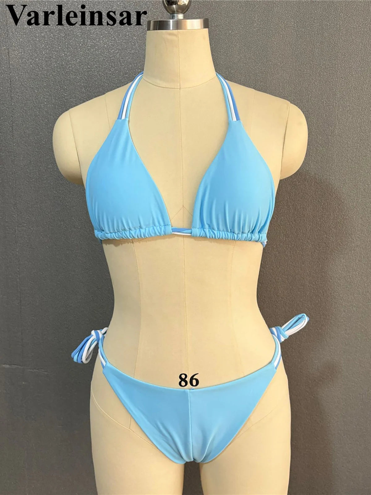 S - XL Colorful Strappy Halter Bikini Women Swimwear Two-Piece Set