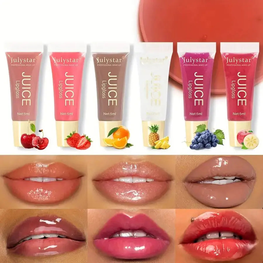 Julystar Crystal Clear Jelly Lip Oil - Moisturizing Glass Lip Gloss with Fruit Scent & Hydrating Formula
