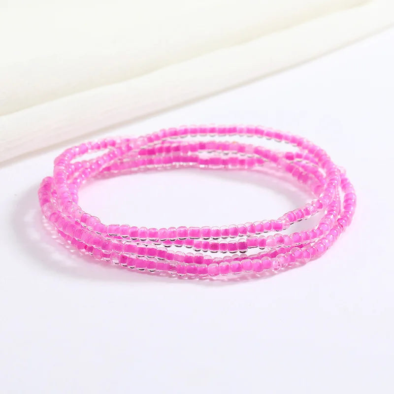 Women's Hand Beaded Glass Body Chain - Elastic Waist Belly Chain Jewelry