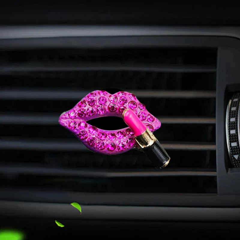 Diamond Red Lips Car Vent Clip | Lemon Scent Air Freshener for Auto Interior