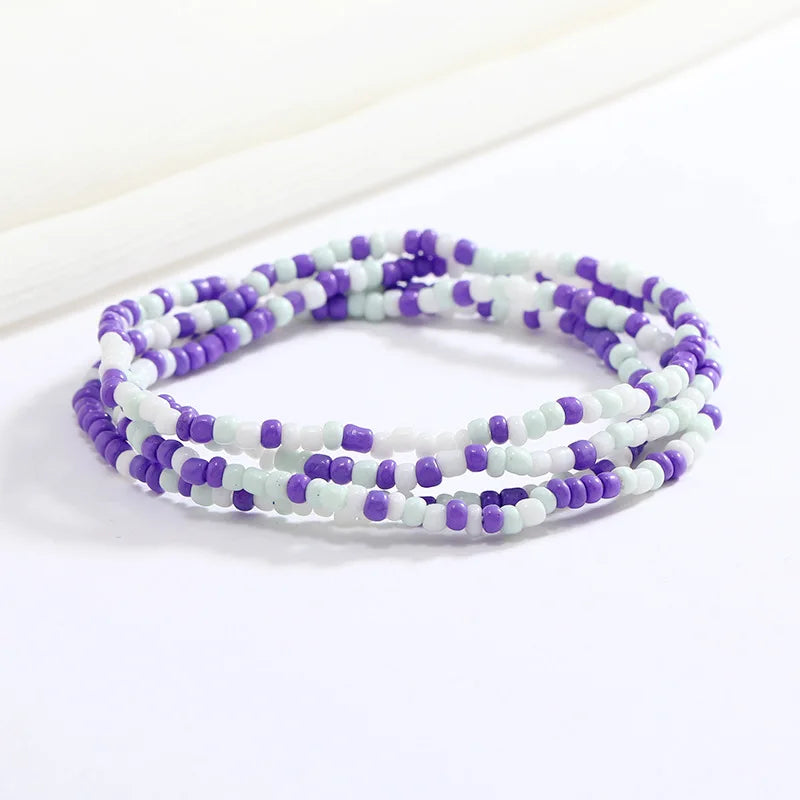 Women's Hand Beaded Glass Body Chain - Elastic Waist Belly Chain Jewelry