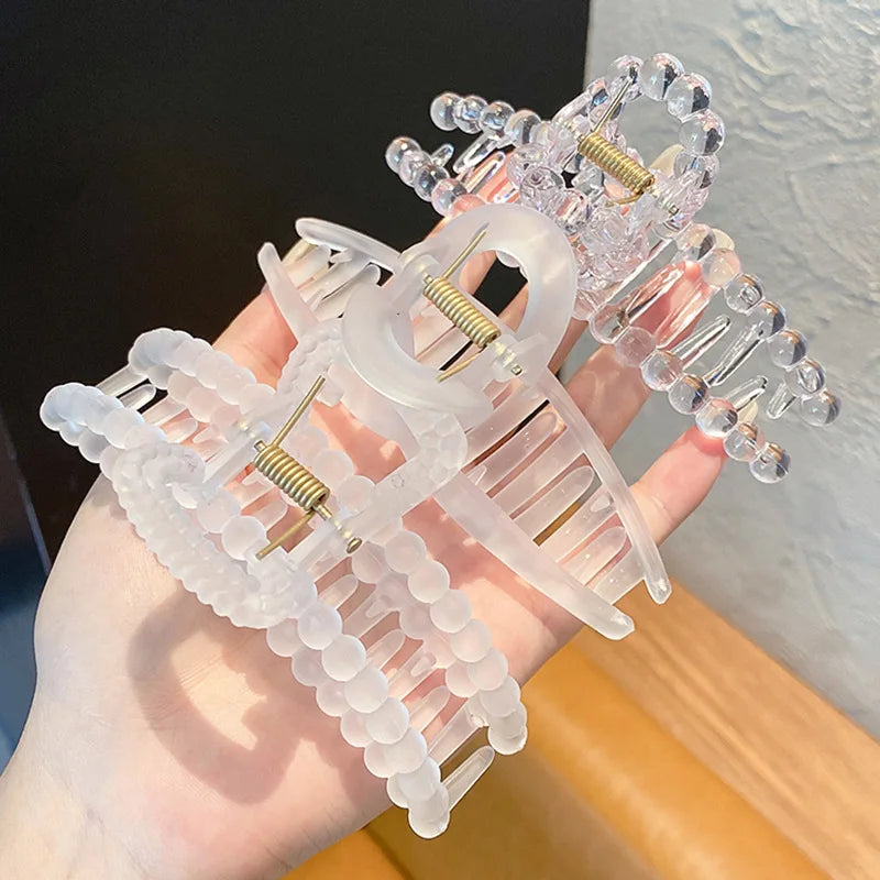 3-Pack Large 4.5" Clear Claw Hair Clips - Strong Hold Jumbo Hairpins for Thick & Thin Hair