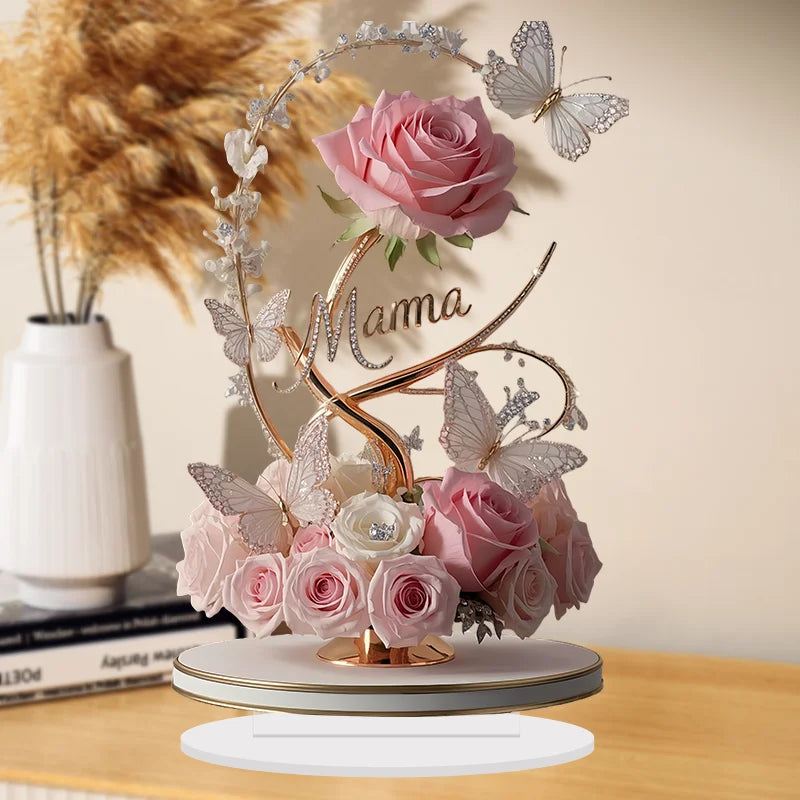 8-Inch Standing Acrylic Rose | Elegant "MOM" Gift for Mother's Day & Birthdays