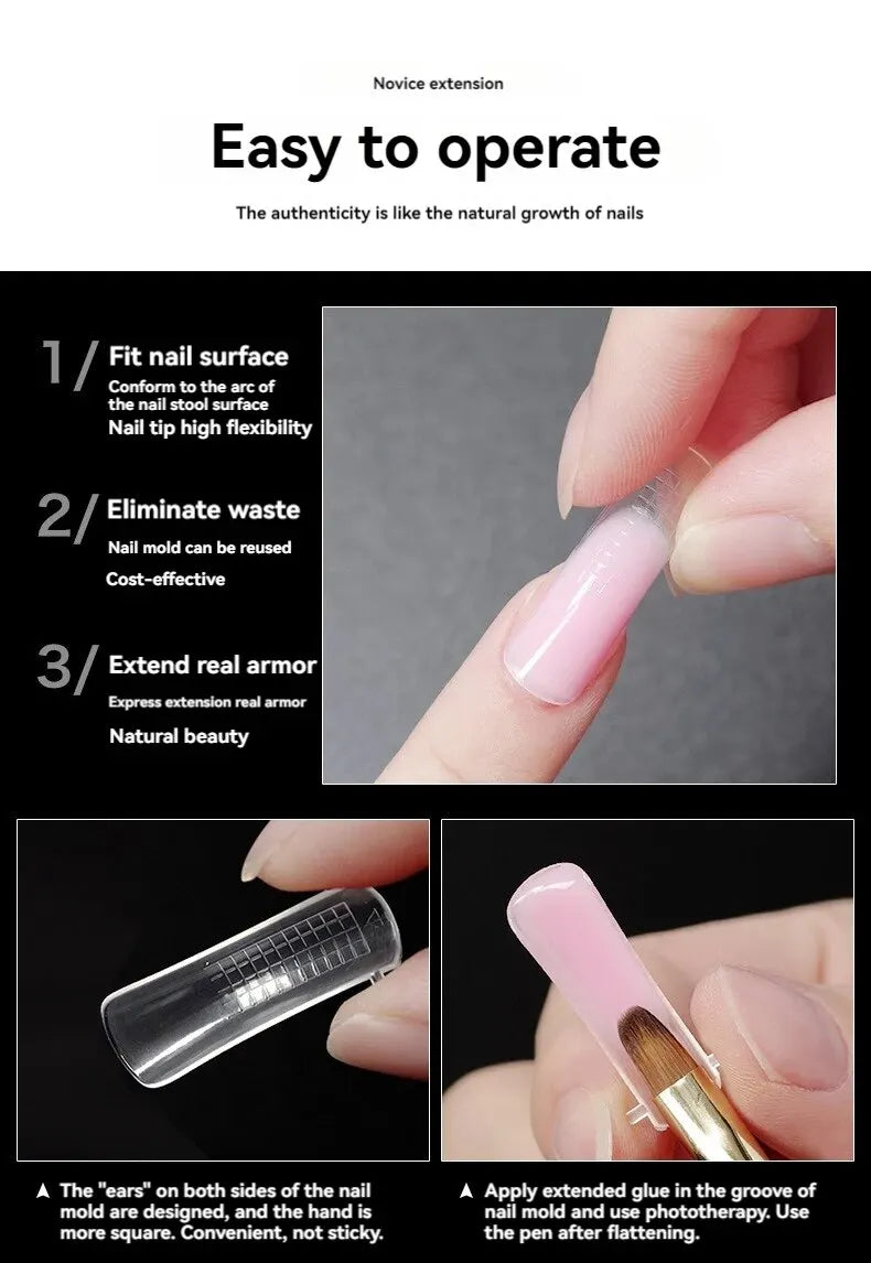 100-Piece Crystal Clear Nail Extension Sheets - Quick Light Therapy Transparent Nail Forms for Professional Extensions