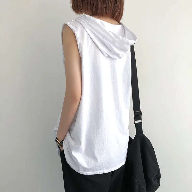 Men's Solid Color Tank Top Vest - Sleeveless Hooded Hip Hop T-Shirt | Unisex Summer Workout Tee
