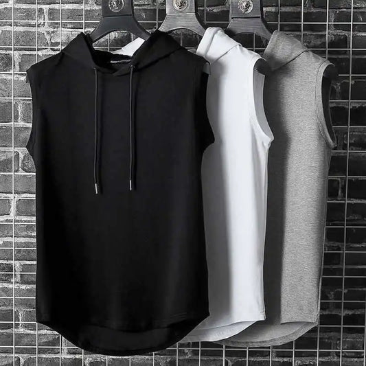 Men's Solid Color Tank Top Vest - Sleeveless Hooded Hip Hop T-Shirt | Unisex Summer Workout Tee